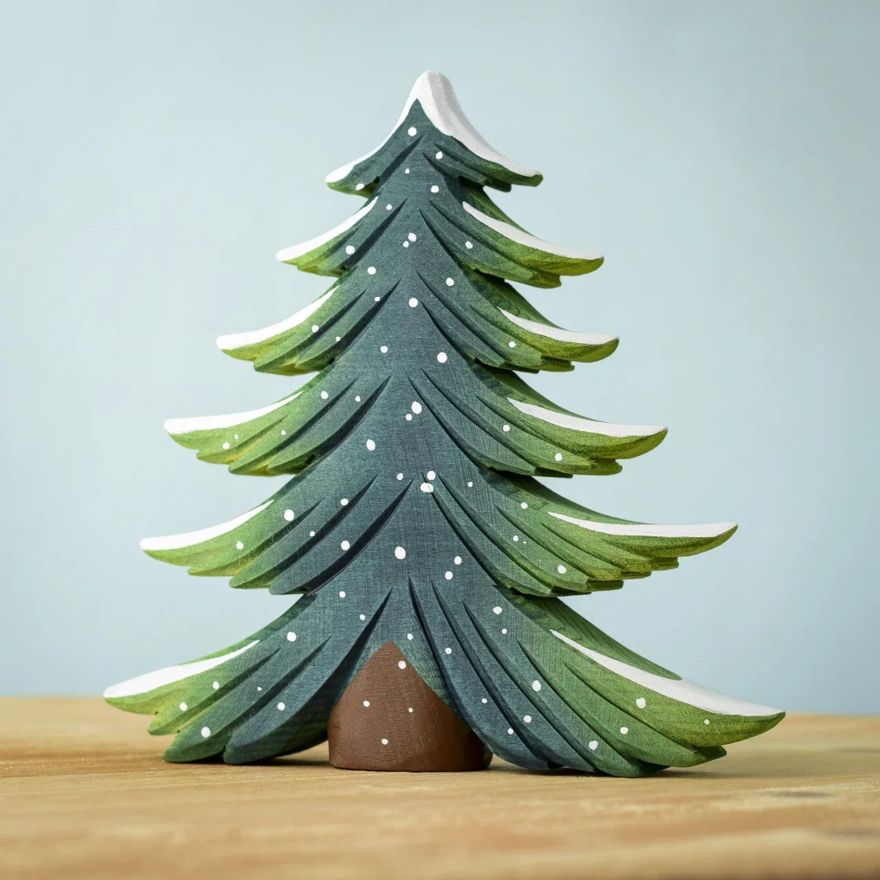 Bumbu Handmade Wooden Snowy Fir Tree, Large