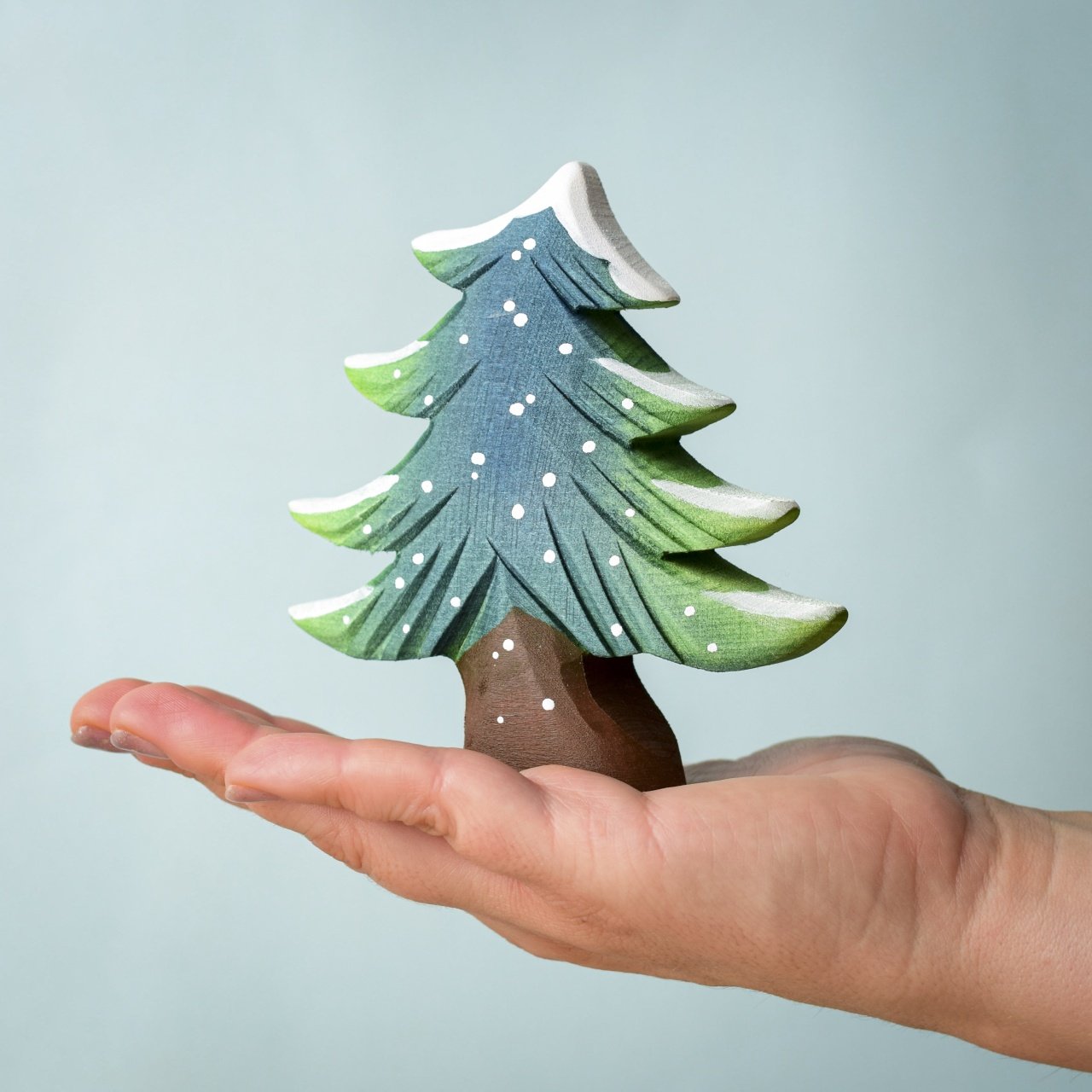 Bumbu Handmade Wooden Snowy Fir Tree Set