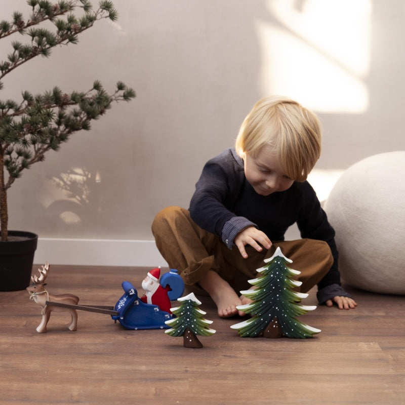 Bumbu Handmade Wooden Snowy Fir Tree Set