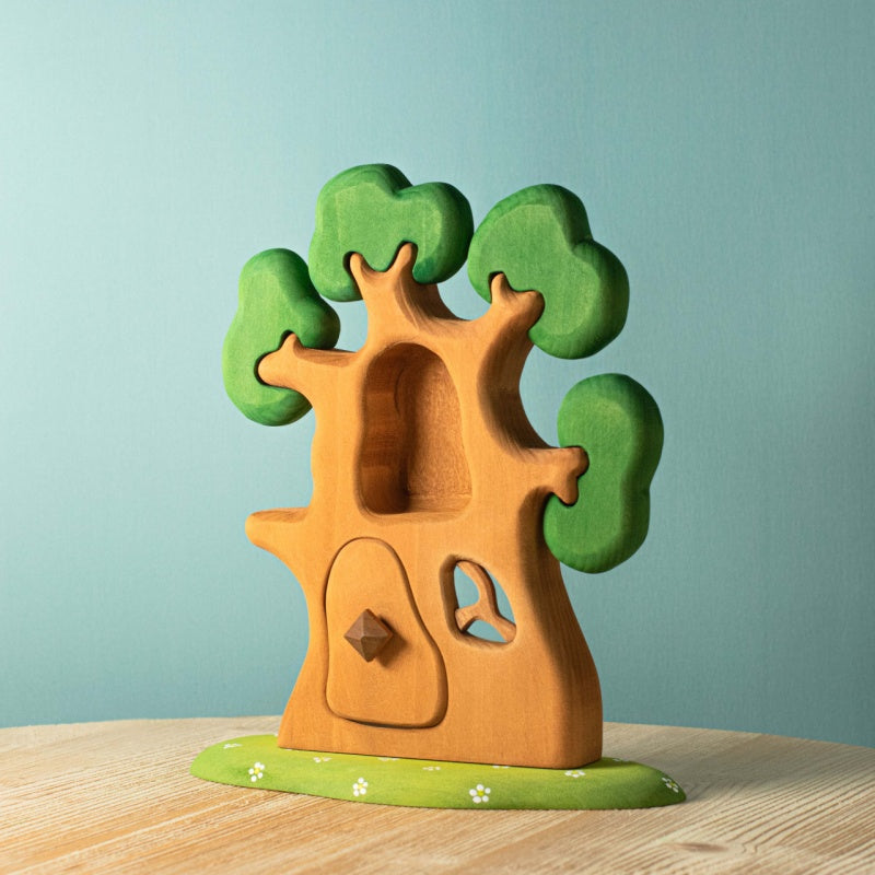 Bumbu Handmade Wooden Ancient Oak Tree with Owl Set