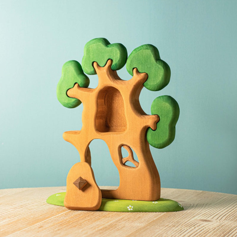 Bumbu Handmade Wooden Ancient Oak Tree with Owl Set