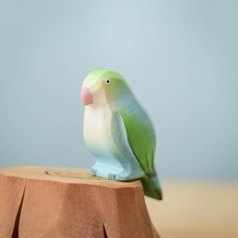 Bumbu Handmade Wooden Tree Stump and Lovebirds Set