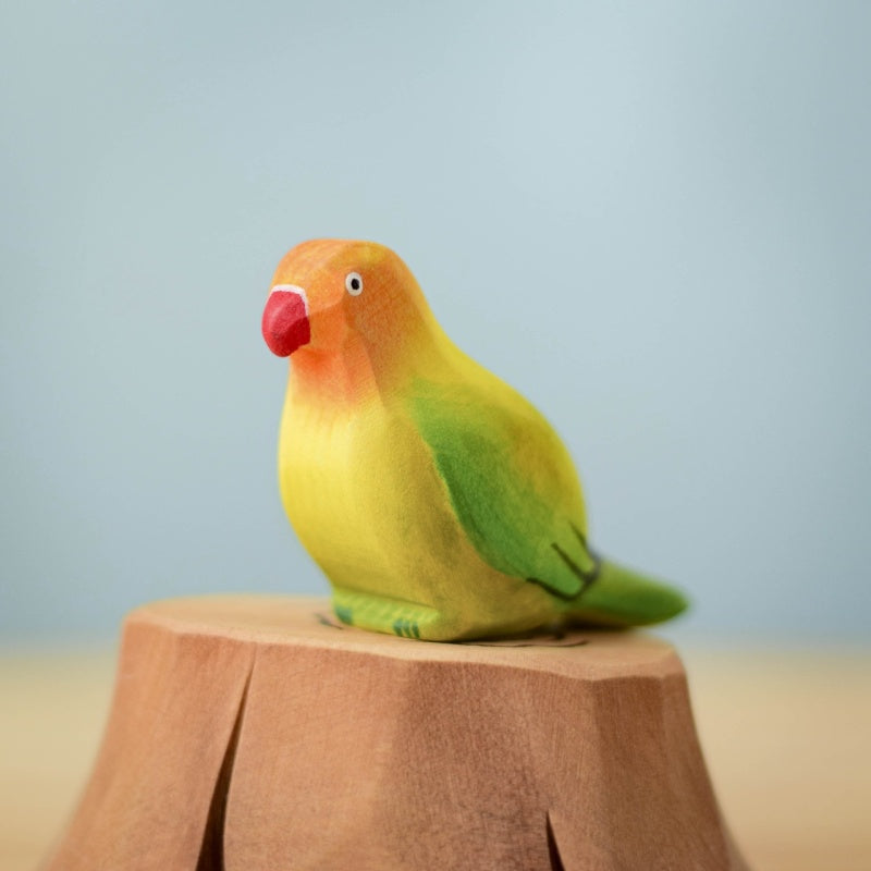 Bumbu Handmade Wooden Tree Stump and Lovebirds Set