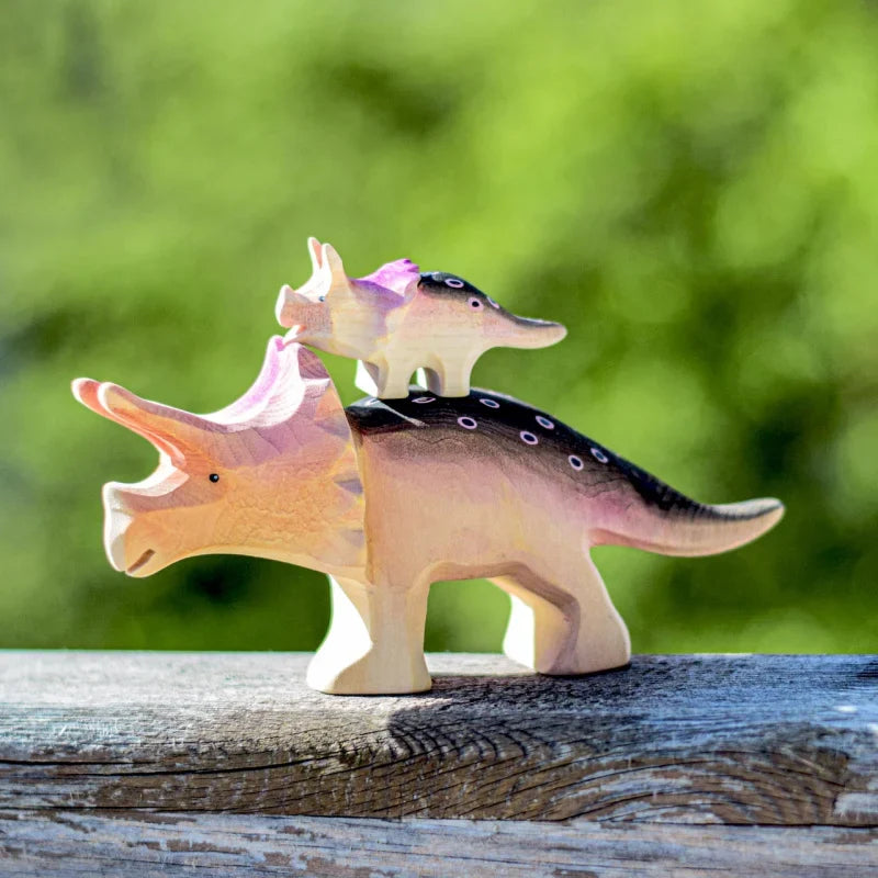 Bumbu Handmade Wooden Triceratops Dinosaur Set
