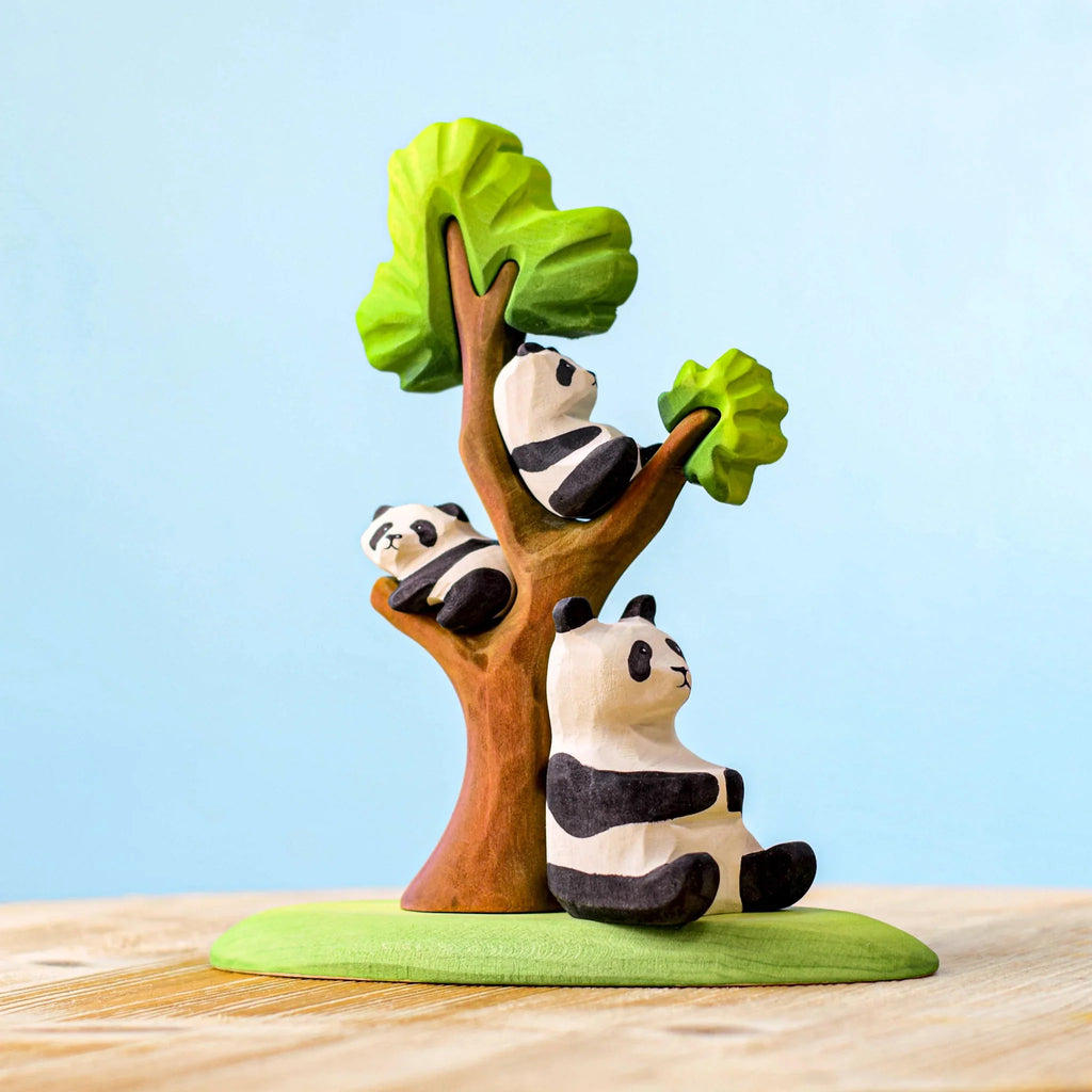 Bumbu Handmade Wooden Panda Bears And Tree Set