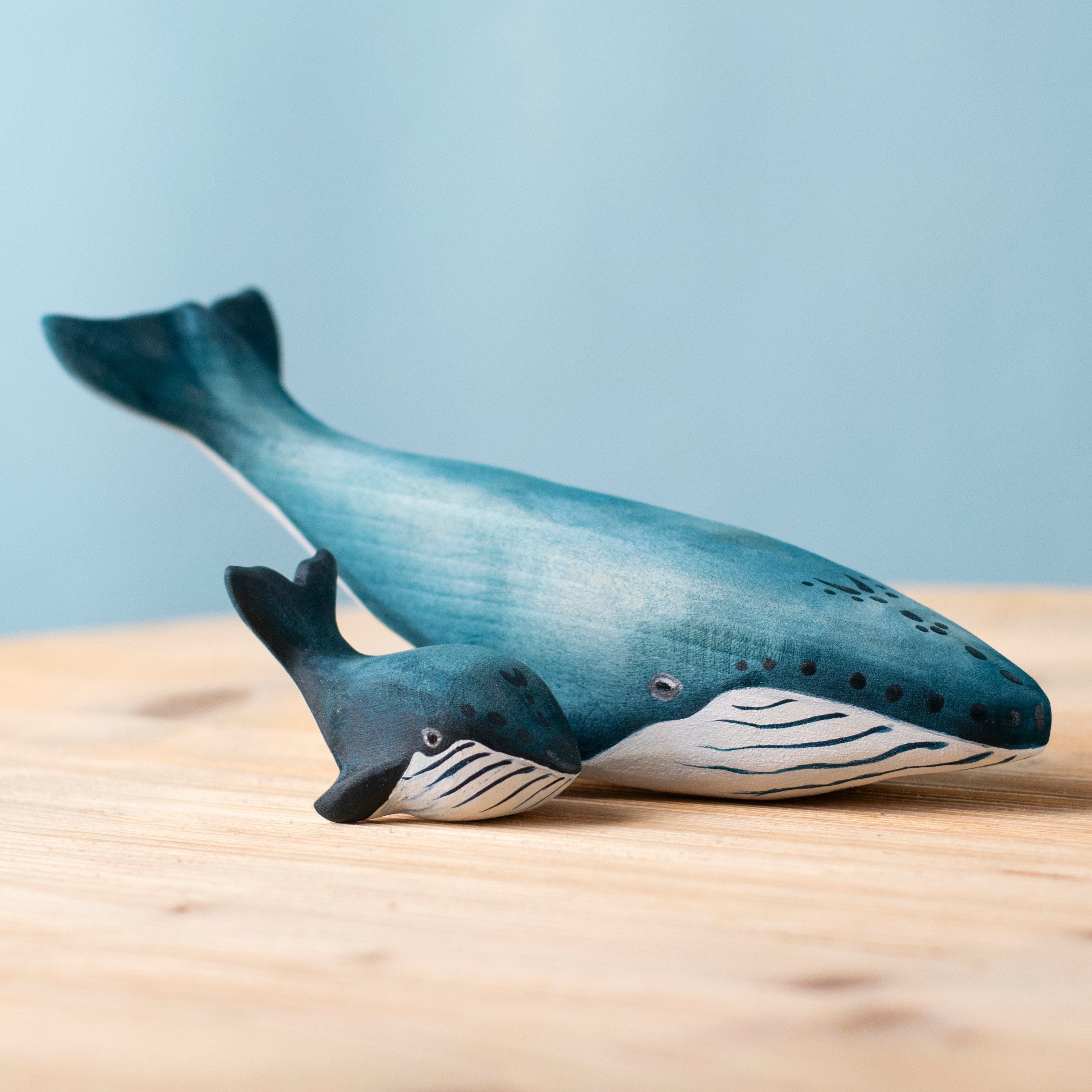 Bumbu Handmade Wooden Blue Whale Family Set