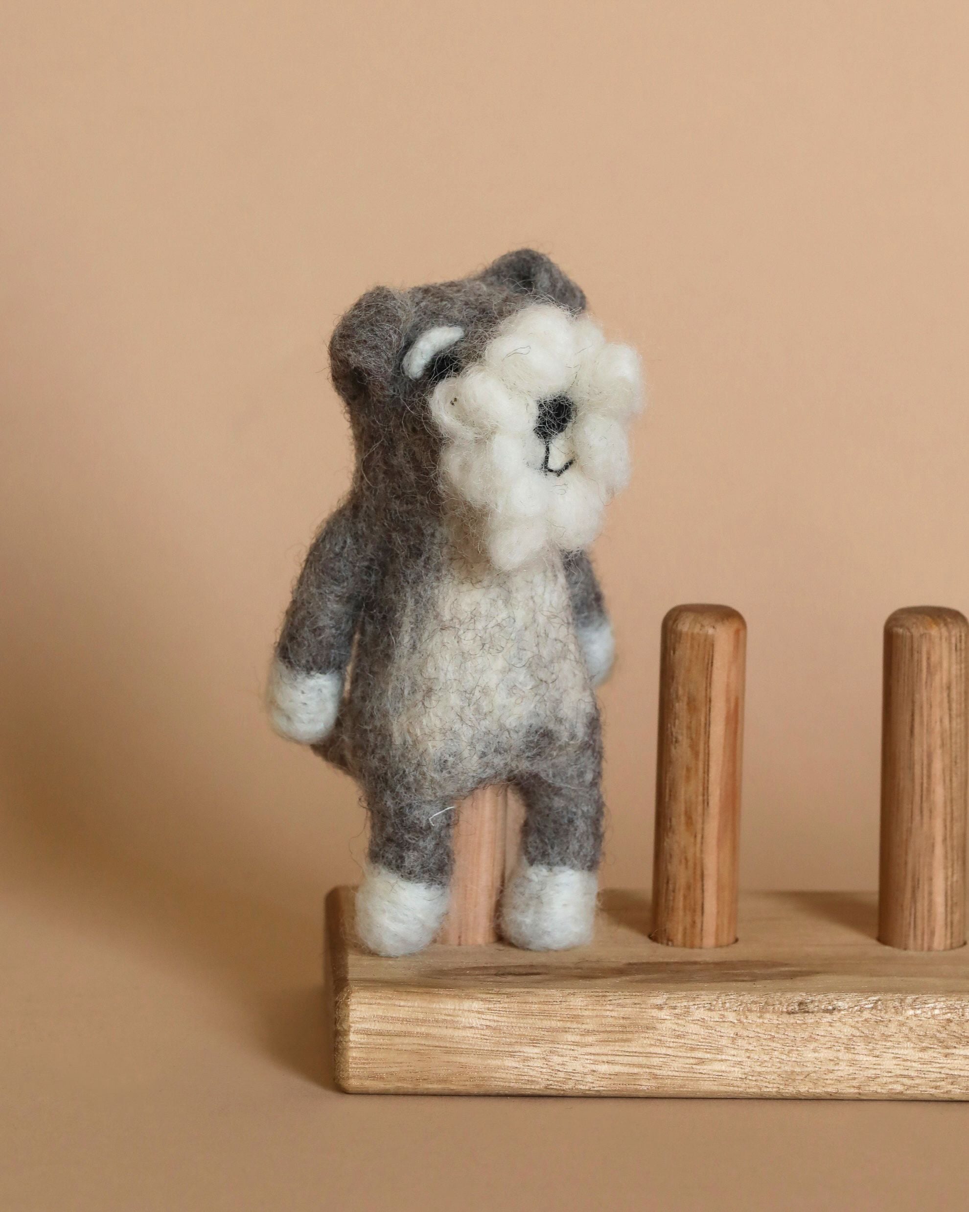 Felt Finger Puppet: Schnauzer Dog