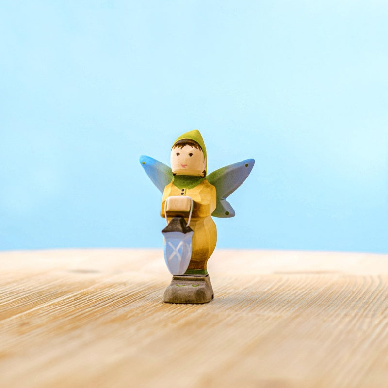 Bumbu Handmade Wooden Winged Elf with Lamp Set