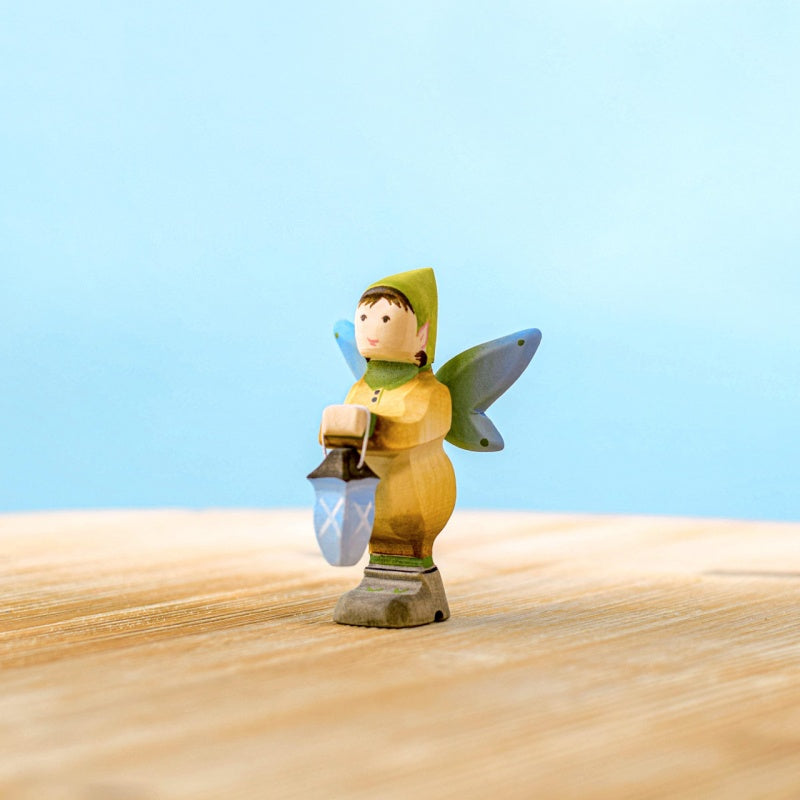 Bumbu Handmade Wooden Winged Elf with Lamp Set